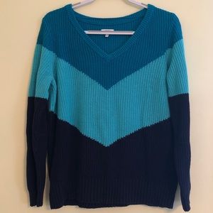 crown & ivy blue v-neck sweater